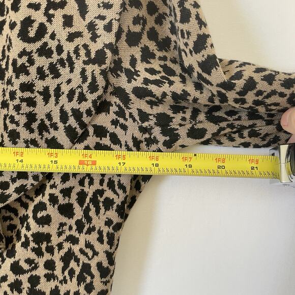 Y2K Fever Duster Cardigan S Leopard Print Ruffle Collar Bratz Boho Indie - Picture 9 of 10